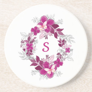 Posavasos de piedra arenisca con mariposa floral r