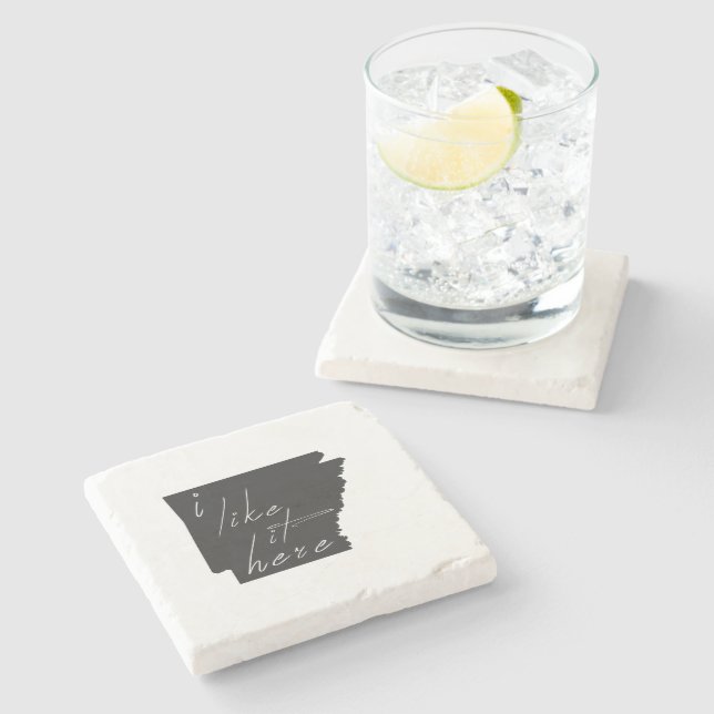 Posavasos De Piedra Arkansas Forma Que Me Gusta Aquí Cartón Negro (Lateral)