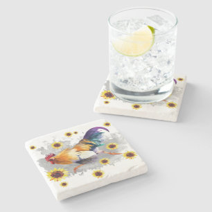 Posavasos De Piedra Aroma de piedra con girasol