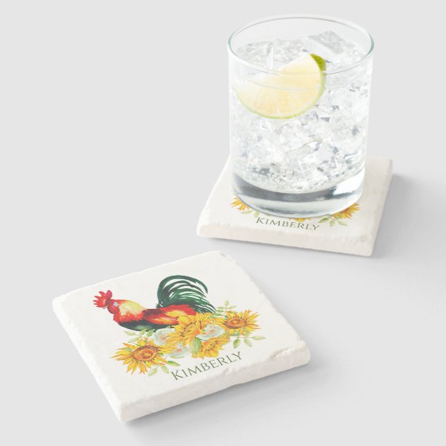 Posavasos De Piedra Aroma de piedra con girasol (Lateral)