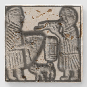 Posavasos De Piedra Arpa y tubo medievales con el gato