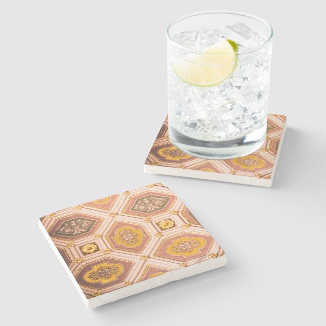 Posavasos De Piedra Arquitectura húngara rosa amarilla (Lateral)