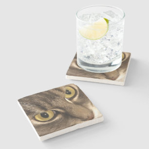 Posavasos De Piedra Arreglo artístico de ojos y nariz de gato