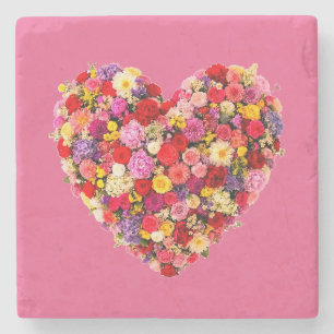 Posavasos De Piedra Arreglo de amor de San Valentín floral en forma de