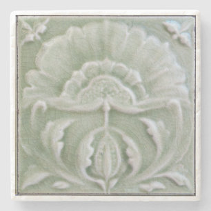 Posavasos De Piedra Art Nouveau jugendstil flor azulejo verde