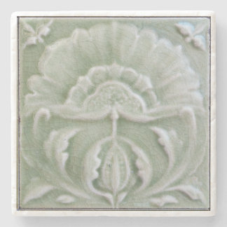 Posavasos De Piedra Art Nouveau jugendstil flor azulejo verde