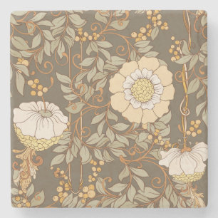 Posavasos De Piedra Art Nouveau: Vintage floral decorativo.