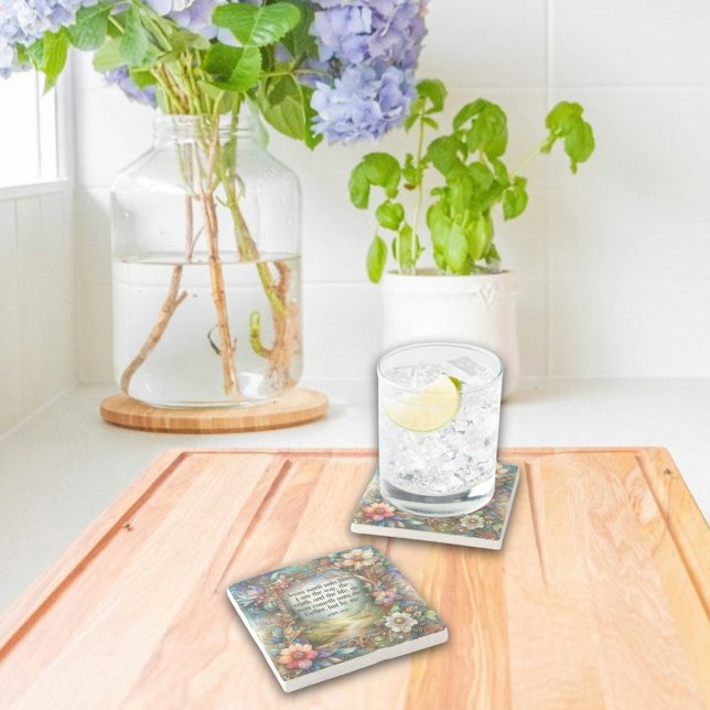 Posavasos De Piedra Art Nouveau Woodland Floral John 14:6 Scripture (Subido por el creador)