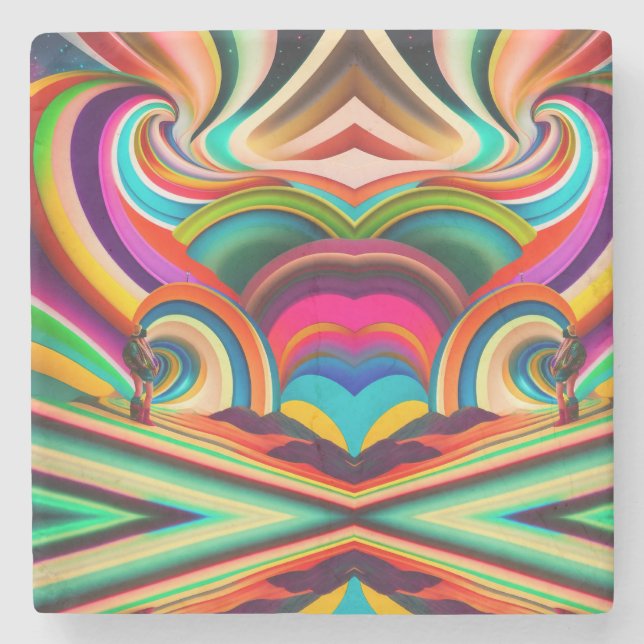 Posavasos De Piedra Arte abstracto de Bonnaroo (Anverso)