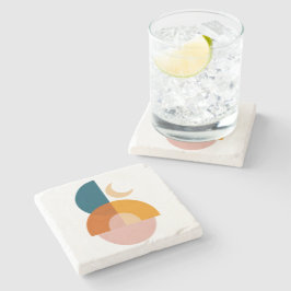Posavasos De Piedra Arte abstracto geométrico moderno de luna