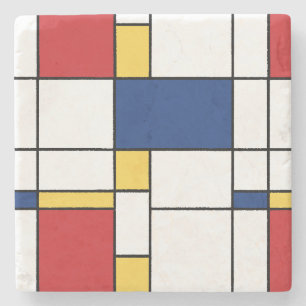 Posavasos De Piedra Arte abstracto minimalista de Mondrian colores pri