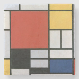 Posavasos De Piedra Arte abstracto rojo azul amarillo Piet Mondrian
