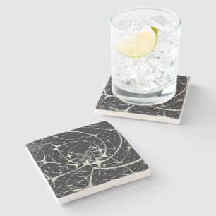 Posavasos De Piedra Arte abstracto Telaraña dorada