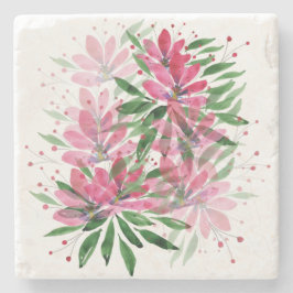 Posavasos De Piedra Arte acuático de jardín floral rosa