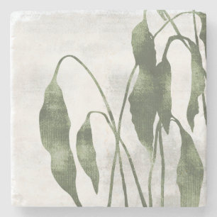 Posavasos De Piedra Arte botánico pictórico verde oliva salvia 03