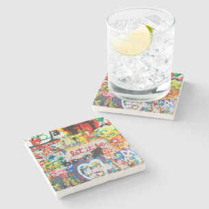 Posavasos De Piedra Arte Callejero Graffiti de Color Divertido Corazón