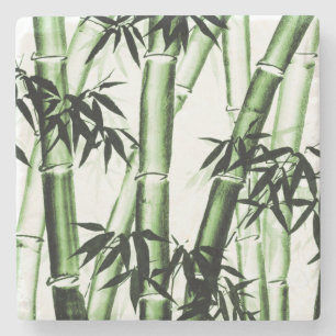 Posavasos De Piedra Arte chino de bambú - uno - verde