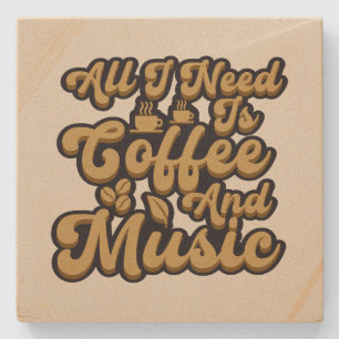 Posavasos De Piedra Arte con palabras de música de café lindo