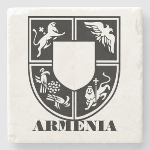 Posavasos De Piedra Arte contemporáneo del emblema estatal armenio