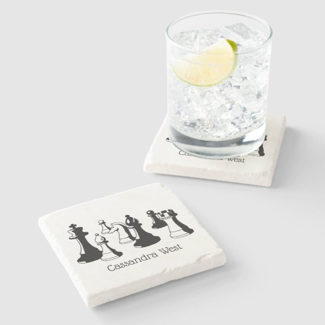 Posavasos De Piedra Arte de ajedrez #2 (Lateral)