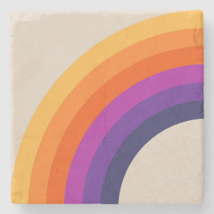 Posavasos De Piedra Arte de arcoiris de estilo retro colorido