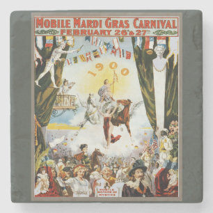 Posavasos De Piedra Arte de cartel de Carnaval del Mardi Gras móvil vi