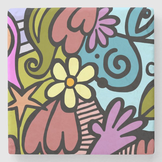 Posavasos De Piedra Arte de cubismo abstracto moderno (Anverso)