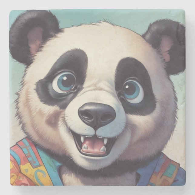 Posavasos De Piedra Arte de dibujo Personalizado Panda (Anverso)