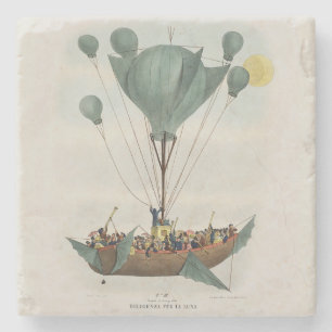 Posavasos De Piedra Arte de Dirigible Globo Aerostático Antiguo