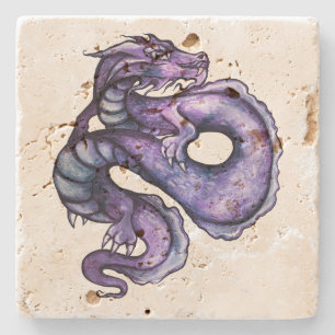 Posavasos De Piedra Arte de dragón chino morado