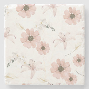 Posavasos De Piedra Arte de flores rosadas al agua