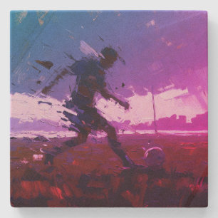 Posavasos De Piedra "Arte de Fútbol" (Estilo 3) Pintura al Óleo