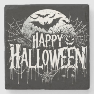 Posavasos De Piedra Arte de Halloween feliz
