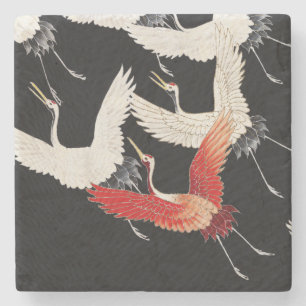 Posavasos De Piedra Arte de Kimono Minimalista Zen Chinoiserie Grulla