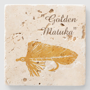 Posavasos De Piedra Arte de ligadura de mosca de Golden Matuka y de ba