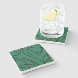 Posavasos De Piedra Arte de línea moderna en verde y negro