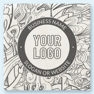 Posavasos De Piedra Arte de línea moderna y su logotipo con texto edit