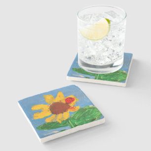 Posavasos De Piedra "Arte de los niños" de girasol