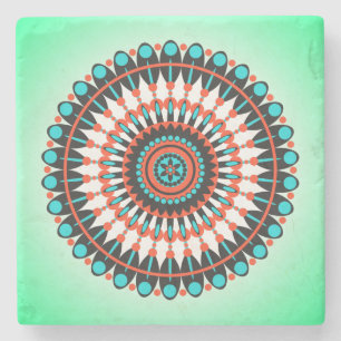Posavasos De Piedra Arte de Mandala Geométrico Colorido-46456