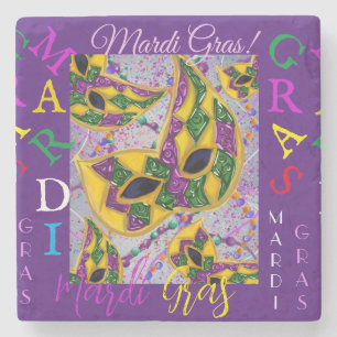 POSAVASOS DE PIEDRA ARTE DE MARDI GRAS       