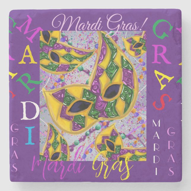 POSAVASOS DE PIEDRA ARTE DE MARDI GRAS        (Anverso)