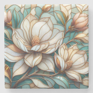 Posavasos De Piedra Arte de mosaico floral de vidrio emplomado Magnoli