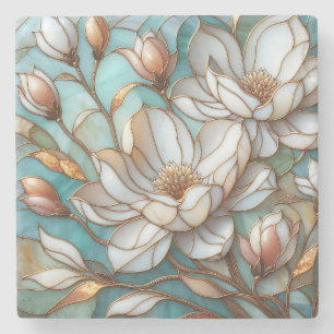 Posavasos De Piedra Arte de mosaico floral de vidrio emplomado Magnoli