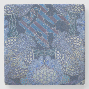 Posavasos De Piedra Arte de mosaico ornamentado azul, Alemania