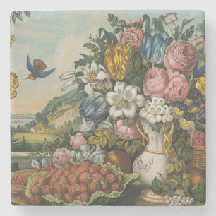 Posavasos De Piedra Arte de Naturaleza Muerta Floral y Frutal Victoria