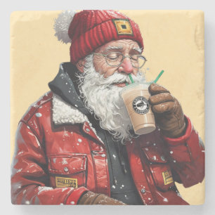 Posavasos De Piedra Arte de Navidades de café helado de Guay Santa