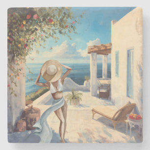 Posavasos De Piedra Arte de pared costera   Mar Mediterráneo