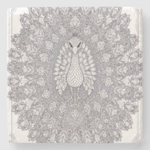 Arte de pared de pavo real de cristal | Línea geom
