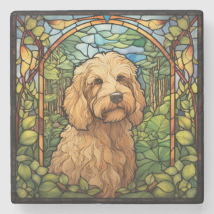 Posavasos De Piedra Arte de perro Goldendoodle