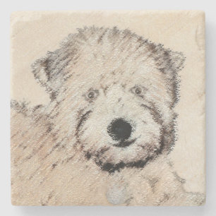 Posavasos De Piedra Arte de perros adornado con pintura de porcino de 